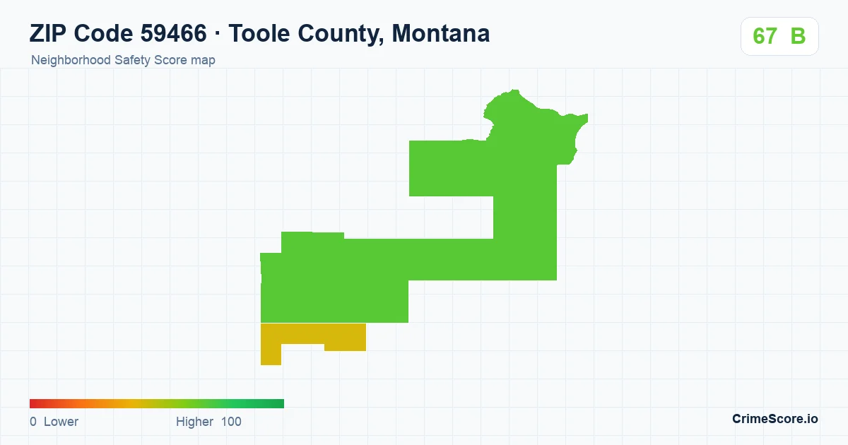 ZIP Code 59466 in Toole County, Montana neighborhood Safety Score map