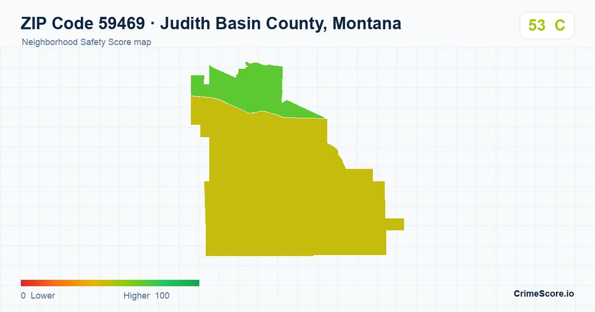ZIP Code 59469 in Judith Basin County, Montana neighborhood Safety Score map