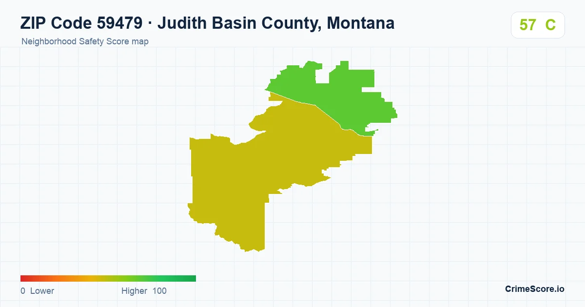 ZIP Code 59479 in Judith Basin County, Montana neighborhood Safety Score map