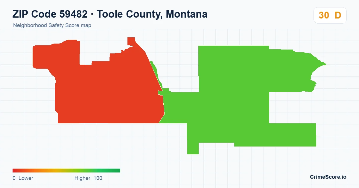 ZIP Code 59482 in Toole County, Montana neighborhood Safety Score map
