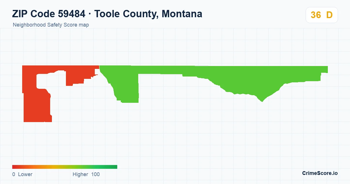 ZIP Code 59484 in Toole County, Montana neighborhood Safety Score map