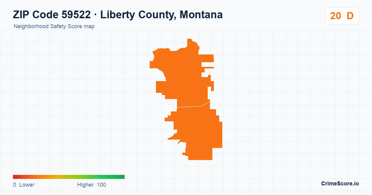 ZIP Code 59522 in Liberty County, Montana neighborhood Safety Score map
