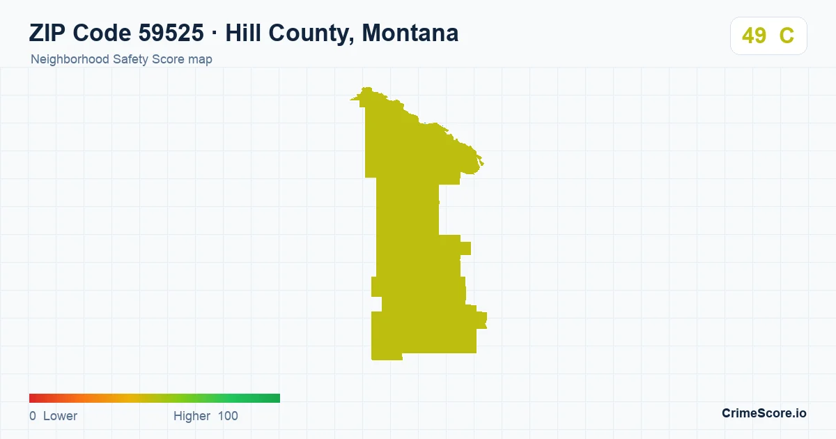ZIP Code 59525 in Hill County, Montana neighborhood Safety Score map