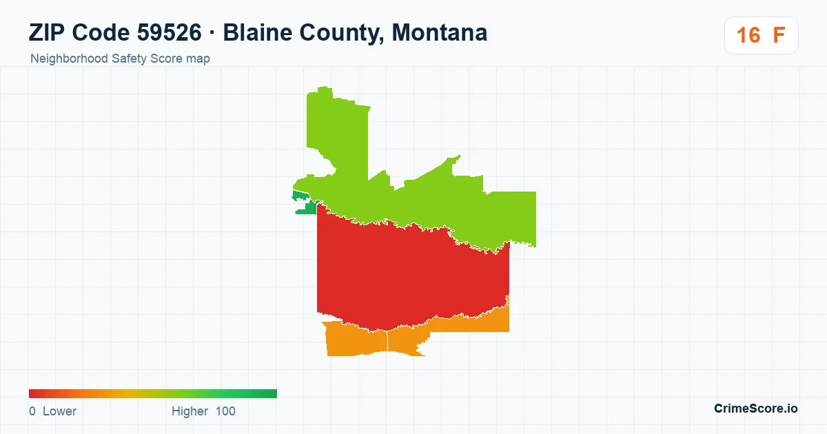 ZIP Code 59526 in Blaine County, Montana neighborhood Safety Score map
