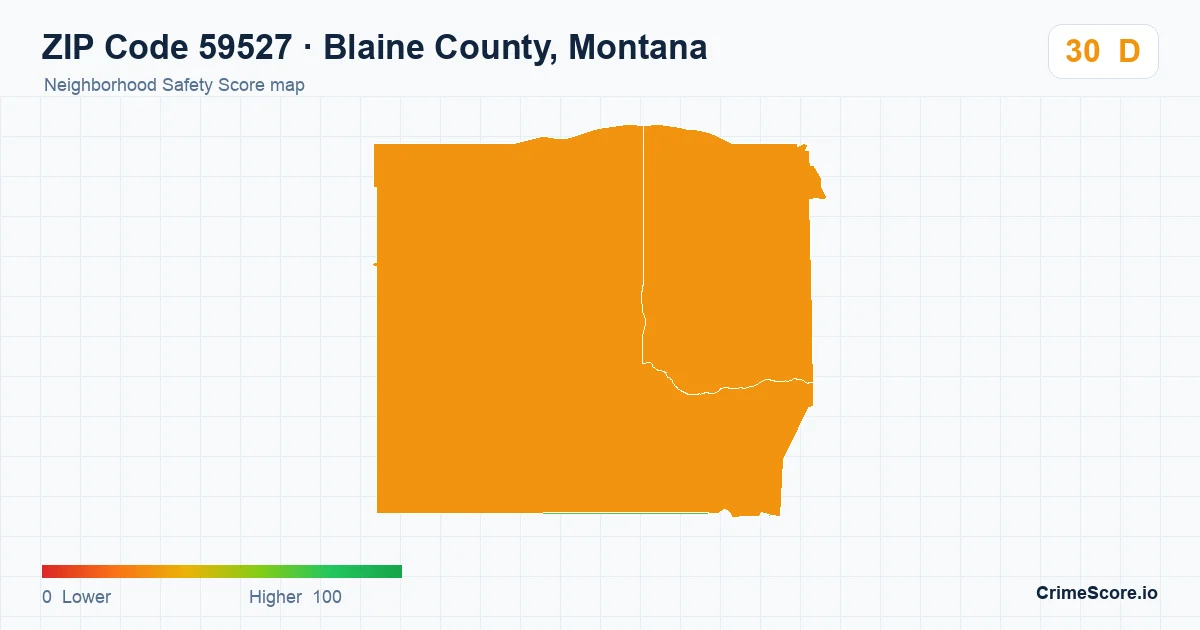 ZIP Code 59527 in Blaine County, Montana neighborhood Safety Score map