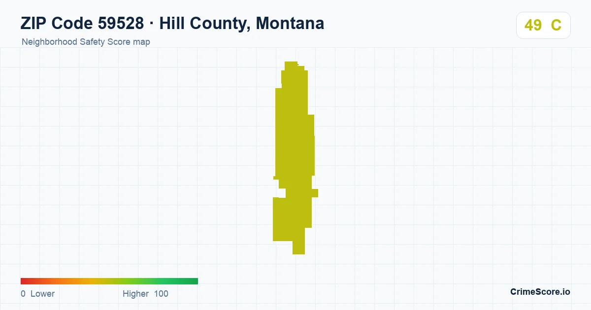 ZIP Code 59528 in Hill County, Montana neighborhood Safety Score map