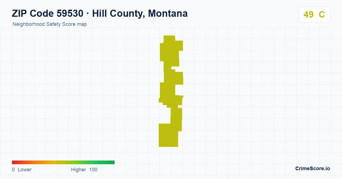 ZIP Code 59530 in Hill County, Montana neighborhood Safety Score map