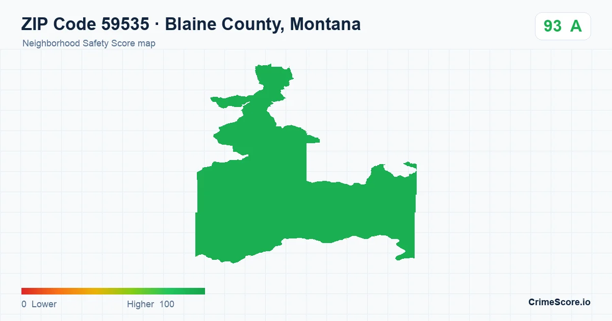 ZIP Code 59535 in Blaine County, Montana neighborhood Safety Score map