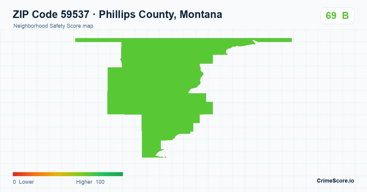 ZIP Code 59537 in Phillips County, Montana neighborhood Safety Score map