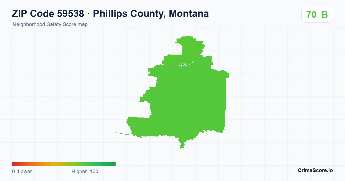 ZIP Code 59538 in Phillips County, Montana neighborhood Safety Score map