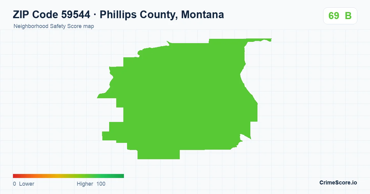 ZIP Code 59544 in Phillips County, Montana neighborhood Safety Score map