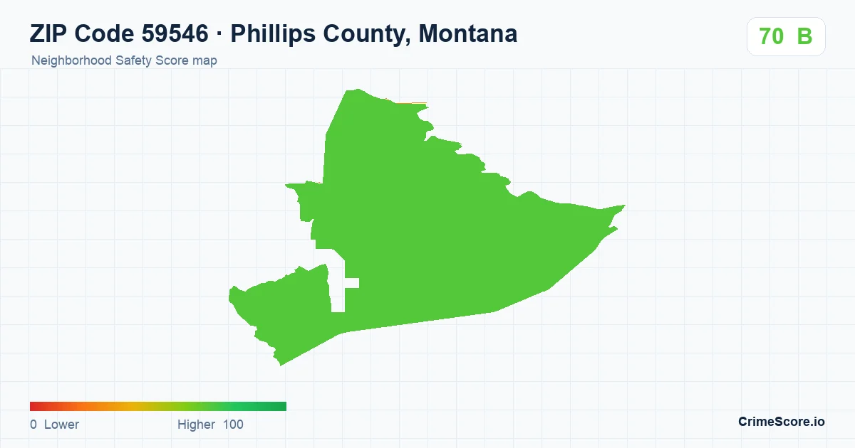 ZIP Code 59546 in Phillips County, Montana neighborhood Safety Score map