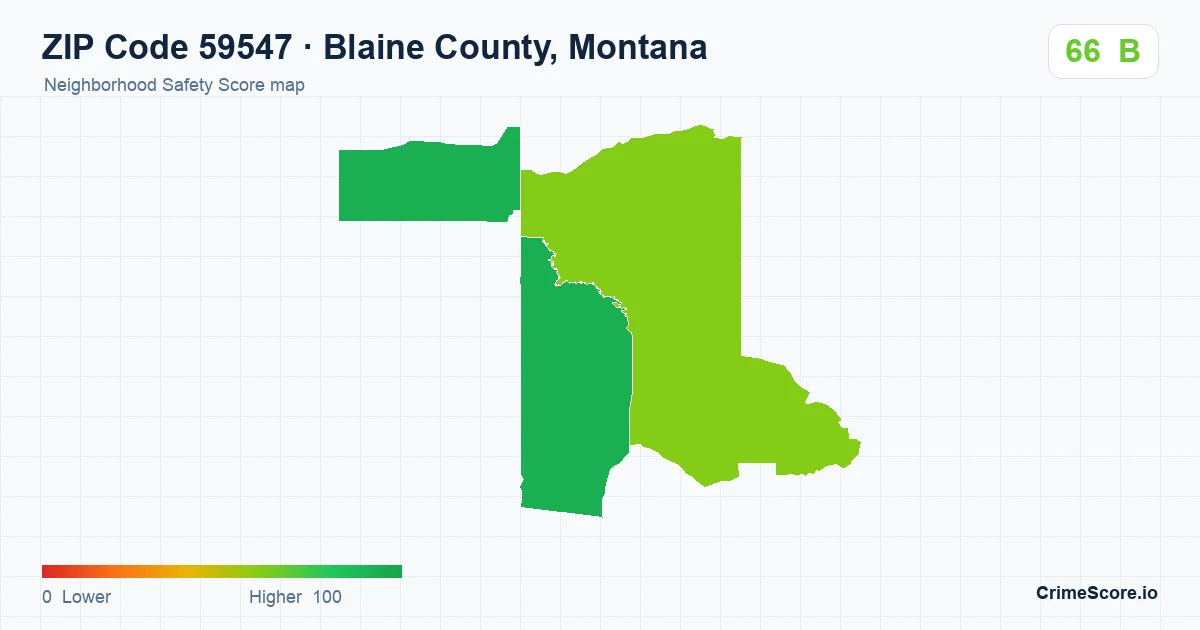 ZIP Code 59547 in Blaine County, Montana neighborhood Safety Score map