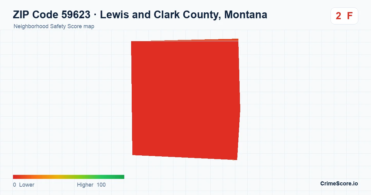 ZIP Code 59623 in Lewis and Clark County, Montana neighborhood Safety Score map