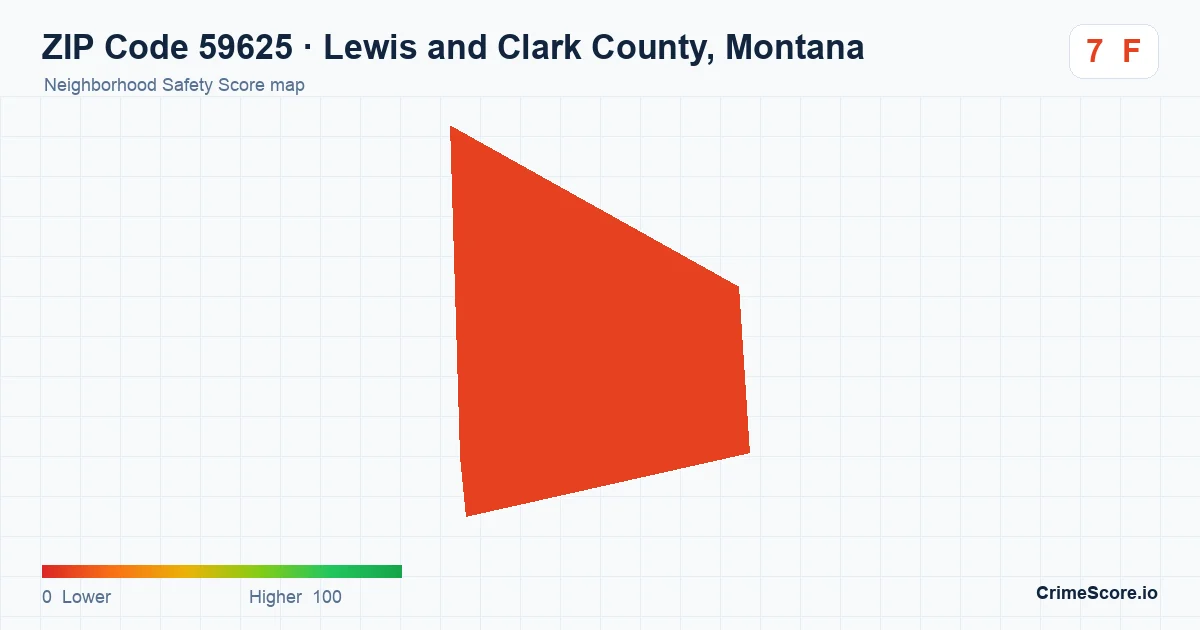 ZIP Code 59625 in Lewis and Clark County, Montana neighborhood Safety Score map
