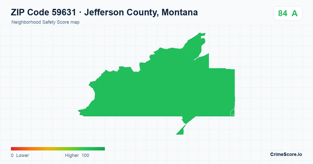 ZIP Code 59631 in Jefferson County, Montana neighborhood Safety Score map