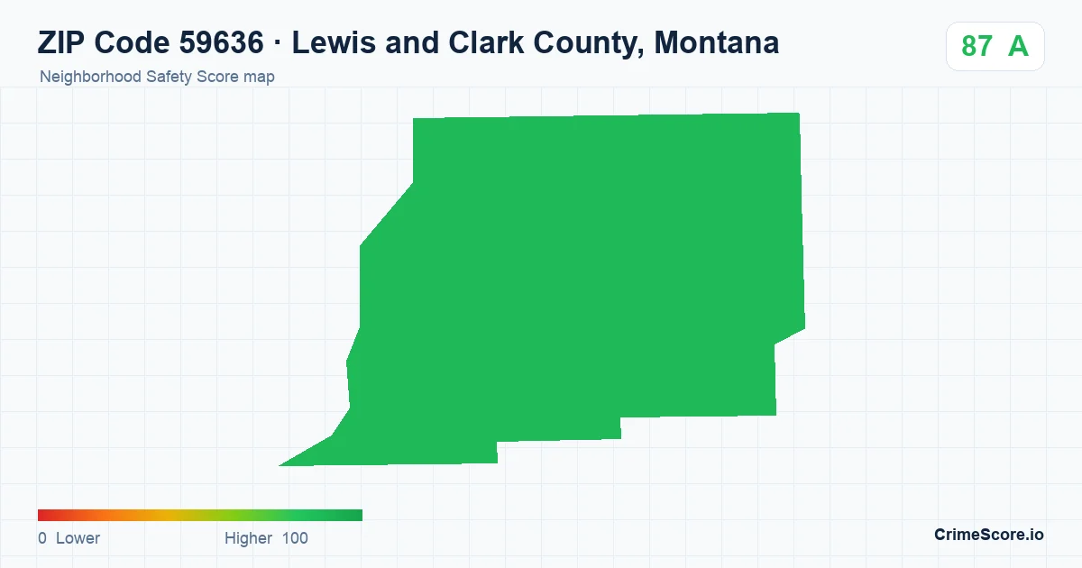 ZIP Code 59636 in Lewis and Clark County, Montana neighborhood Safety Score map