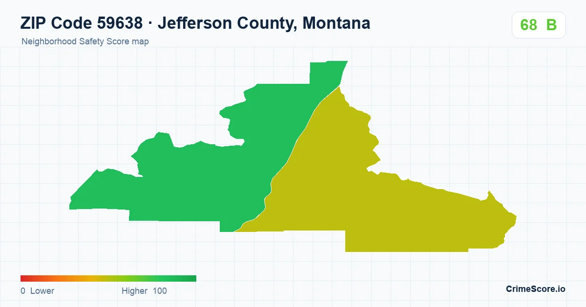 ZIP Code 59638 in Jefferson County, Montana neighborhood Safety Score map