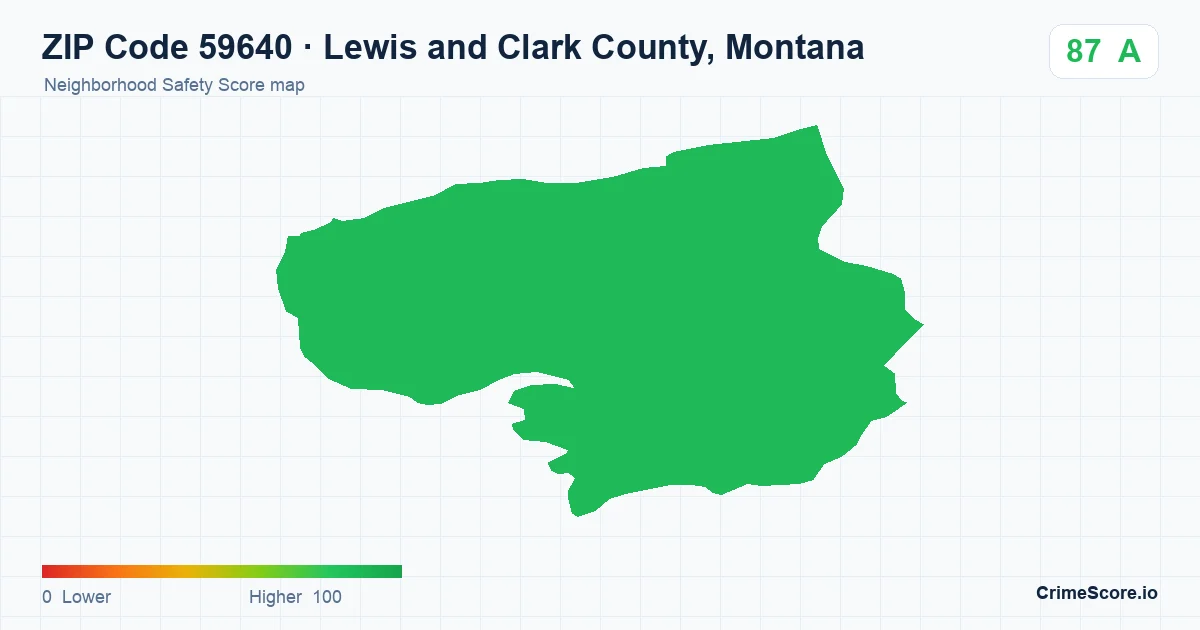 ZIP Code 59640 in Lewis and Clark County, Montana neighborhood Safety Score map