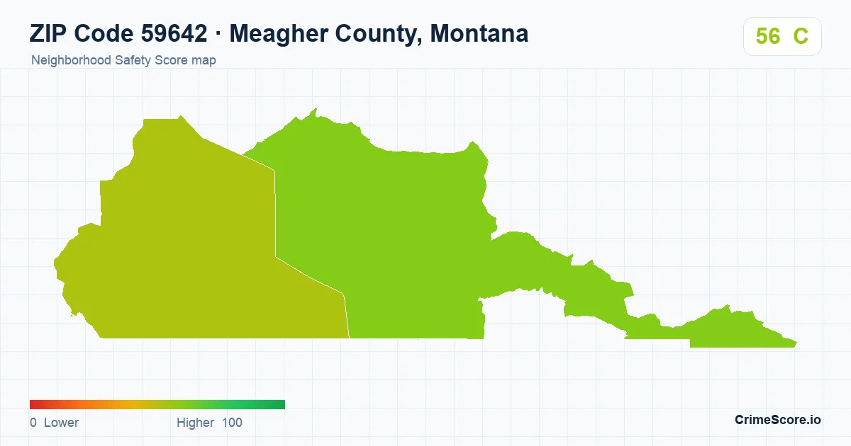 ZIP Code 59642 in Meagher County, Montana neighborhood Safety Score map