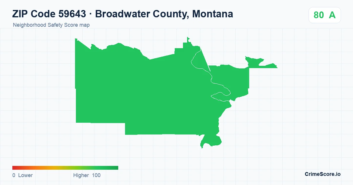 ZIP Code 59643 in Broadwater County, Montana neighborhood Safety Score map