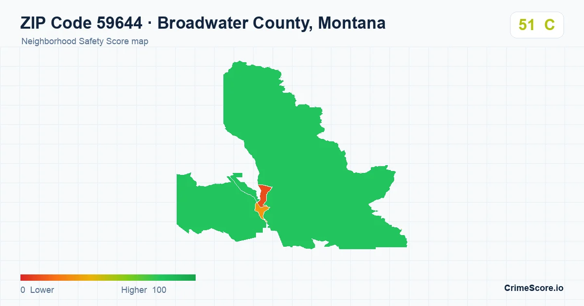ZIP Code 59644 in Broadwater County, Montana neighborhood Safety Score map