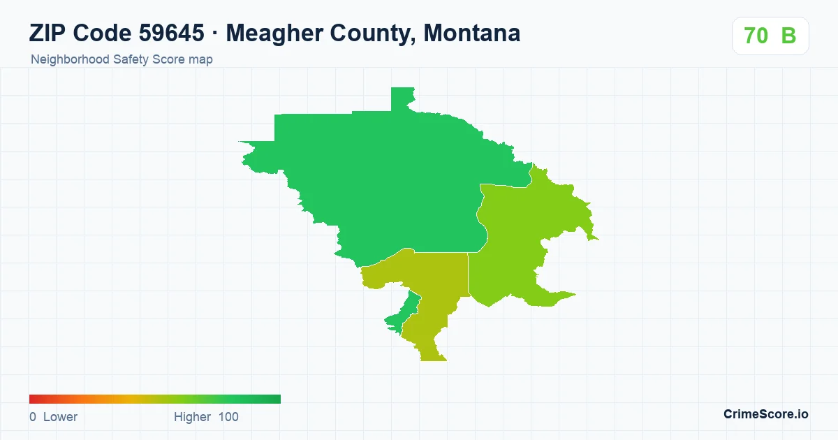 ZIP Code 59645 in Meagher County, Montana neighborhood Safety Score map