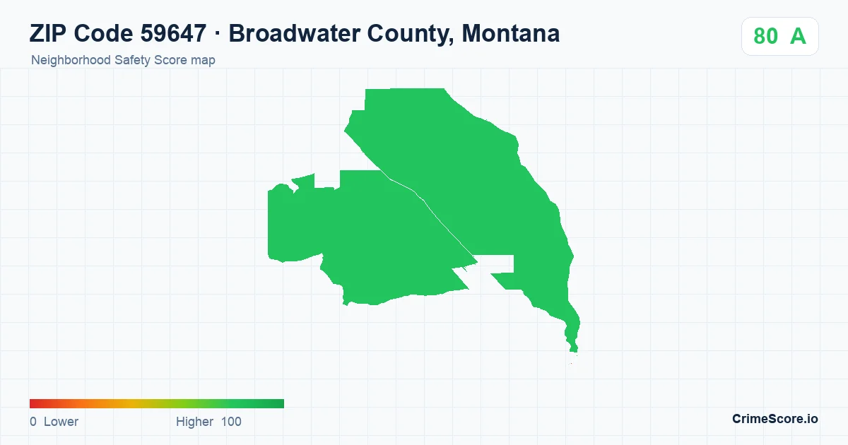 ZIP Code 59647 in Broadwater County, Montana neighborhood Safety Score map