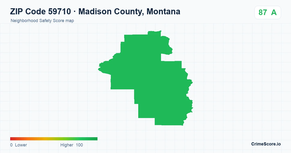 ZIP Code 59710 in Madison County, Montana neighborhood Safety Score map