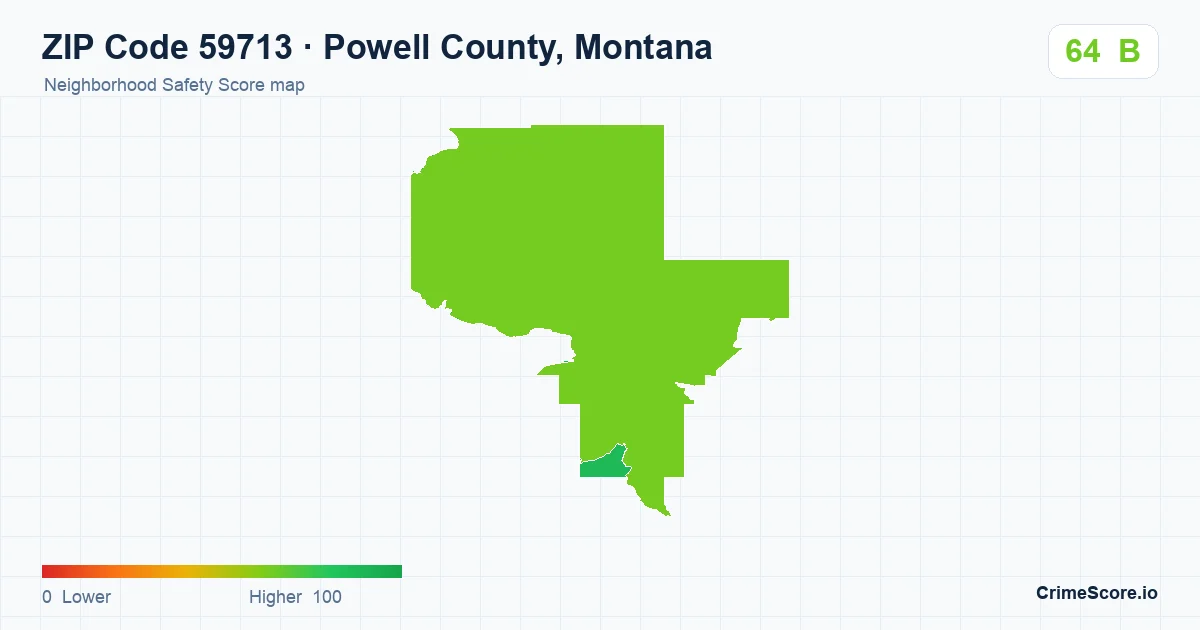 ZIP Code 59713 in Powell County, Montana neighborhood Safety Score map