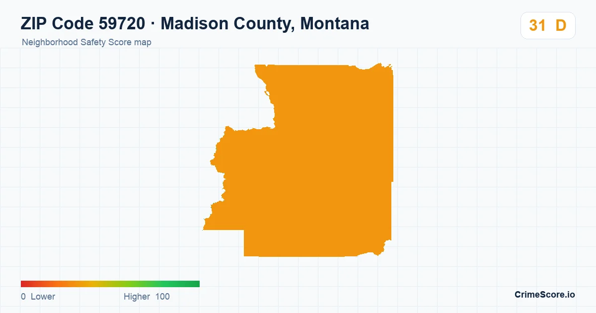 ZIP Code 59720 in Madison County, Montana neighborhood Safety Score map