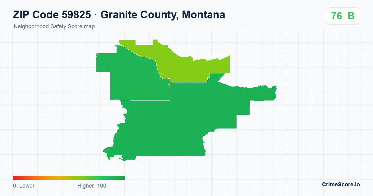 ZIP Code 59825 in Granite County, Montana neighborhood Safety Score map