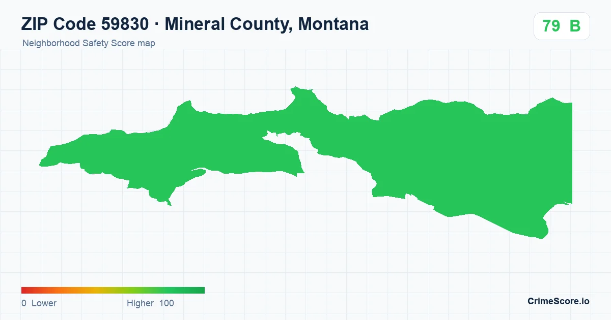 ZIP Code 59830 in Mineral County, Montana neighborhood Safety Score map