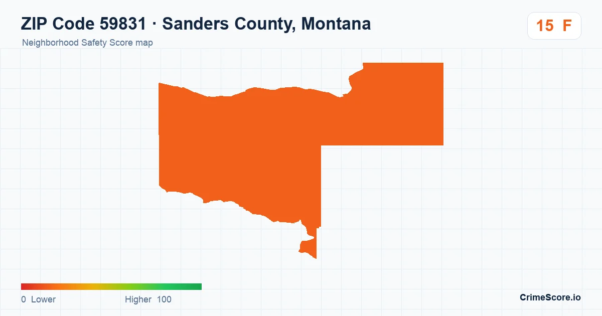 ZIP Code 59831 in Sanders County, Montana neighborhood Safety Score map