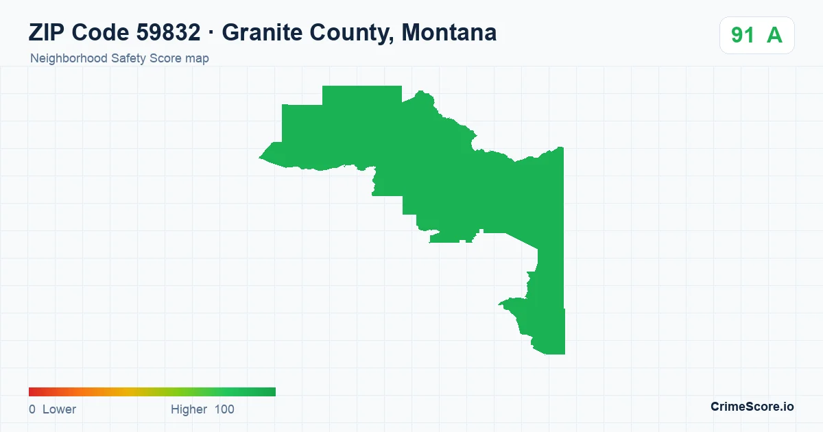 ZIP Code 59832 in Granite County, Montana neighborhood Safety Score map