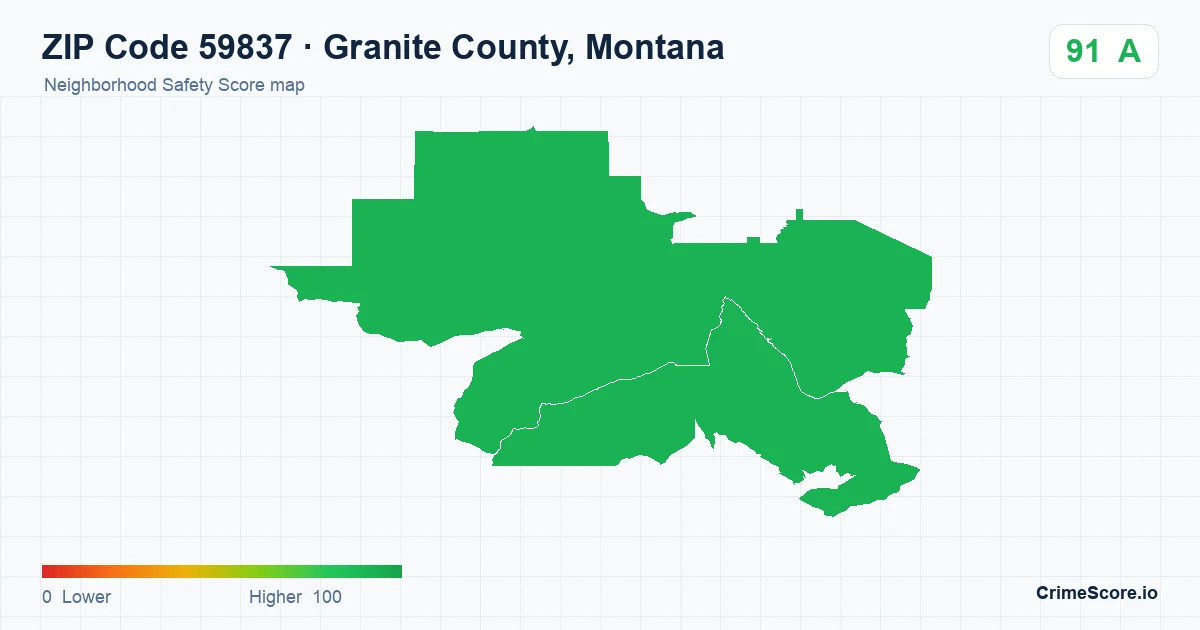 ZIP Code 59837 in Granite County, Montana neighborhood Safety Score map