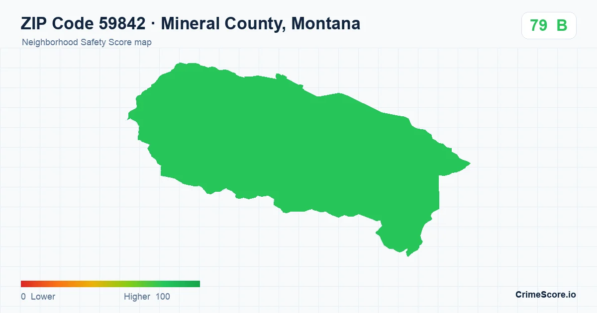 ZIP Code 59842 in Mineral County, Montana neighborhood Safety Score map