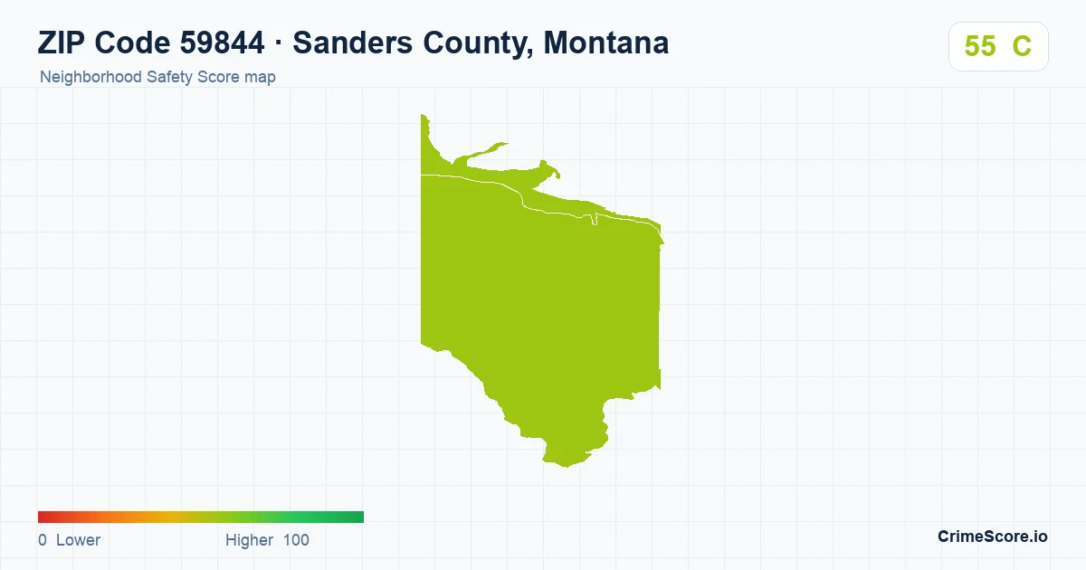 ZIP Code 59844 in Sanders County, Montana neighborhood Safety Score map