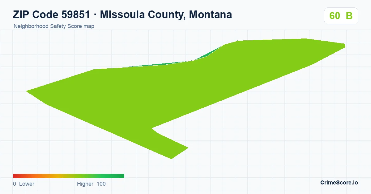 ZIP Code 59851 in Missoula County, Montana neighborhood Safety Score map