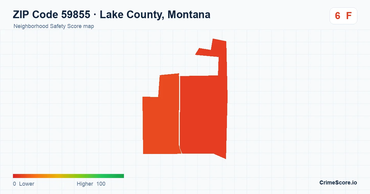 ZIP Code 59855 in Lake County, Montana neighborhood Safety Score map