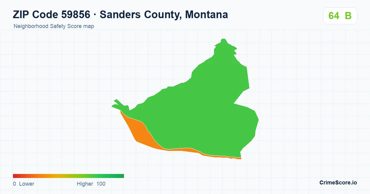 ZIP Code 59856 in Sanders County, Montana neighborhood Safety Score map