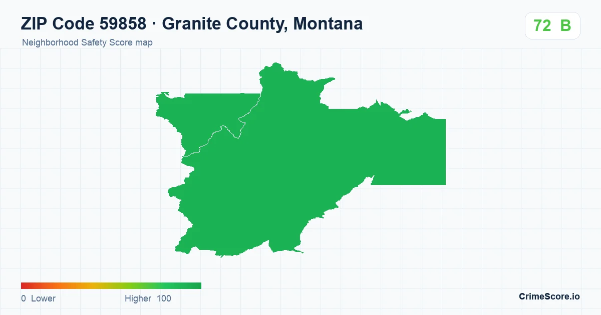 ZIP Code 59858 in Granite County, Montana neighborhood Safety Score map