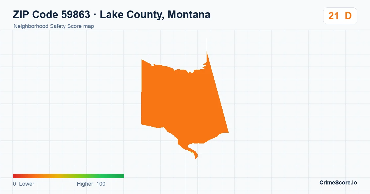 ZIP Code 59863 in Lake County, Montana neighborhood Safety Score map