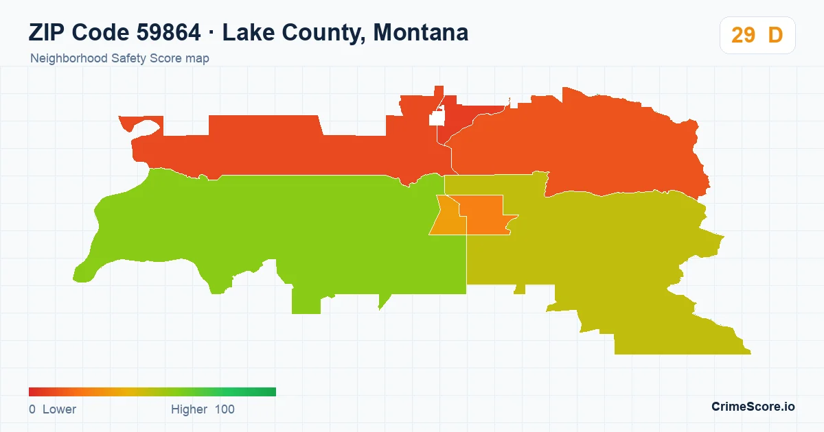 ZIP Code 59864 in Lake County, Montana neighborhood Safety Score map