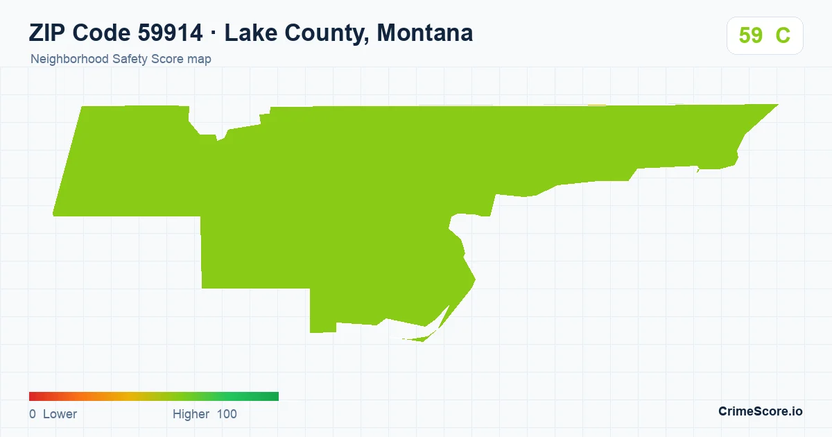 ZIP Code 59914 in Lake County, Montana neighborhood Safety Score map