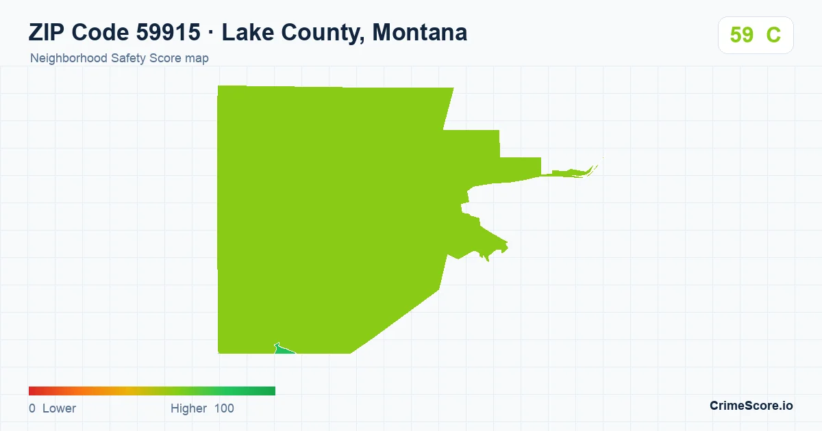 ZIP Code 59915 in Lake County, Montana neighborhood Safety Score map