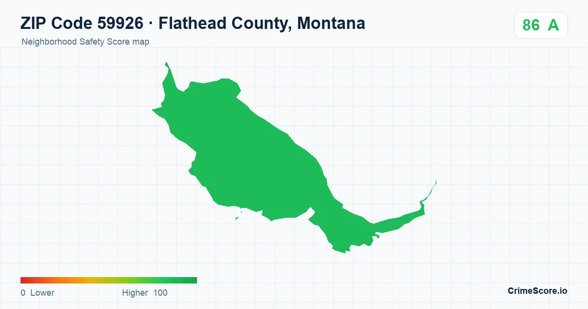 ZIP Code 59926 in Flathead County, Montana neighborhood Safety Score map