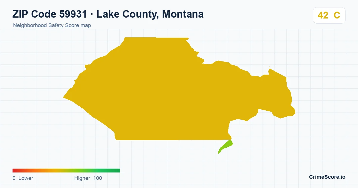 ZIP Code 59931 in Lake County, Montana neighborhood Safety Score map