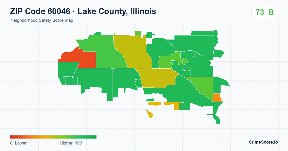 ZIP Code 60046 in Lake County, Illinois neighborhood Safety Score map