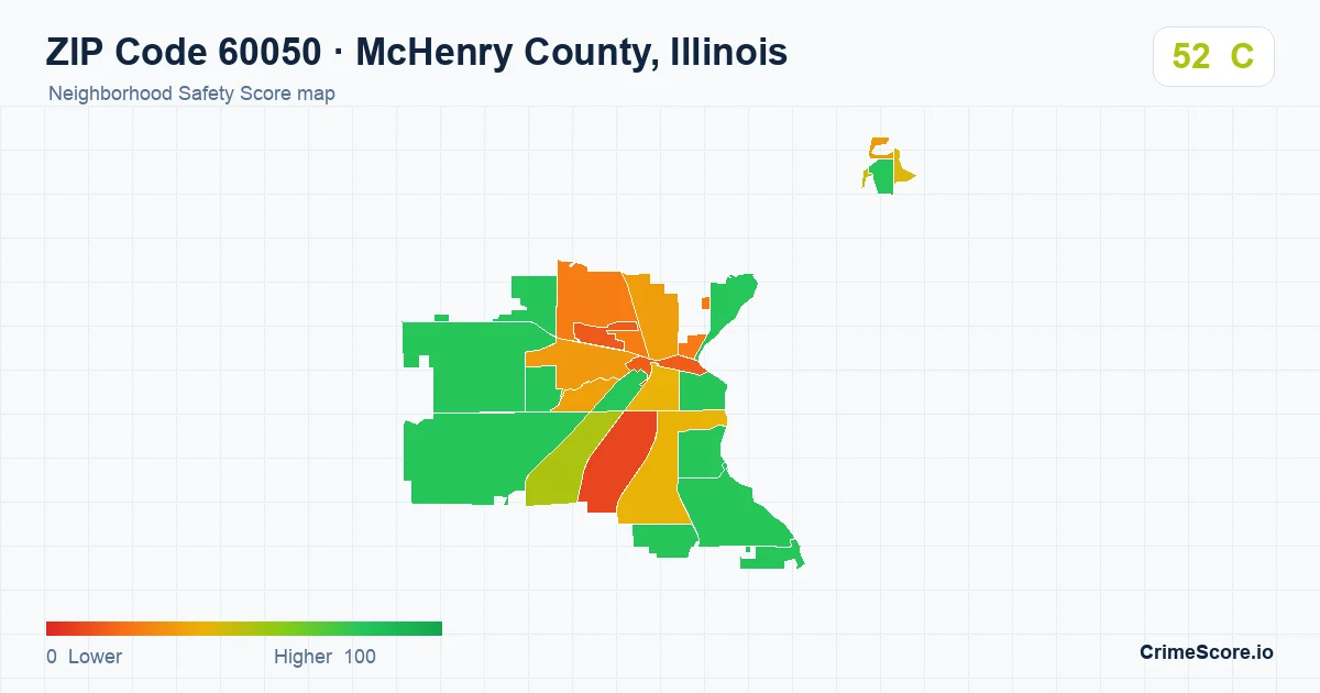 ZIP Code 60050 in McHenry County, Illinois neighborhood Safety Score map